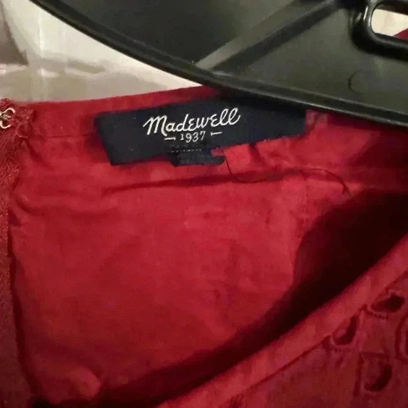 Madewell red eyelet dress with cut out sides. Zip up back size lined small - Picture 4 of 8